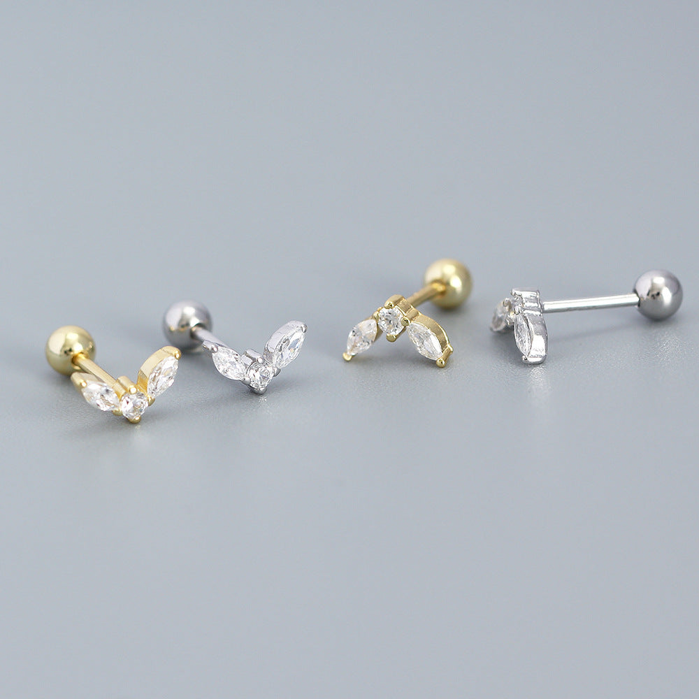 925 Sterling Silver Fashion Stripe Geometric Silver Electroplating Stud Earrings