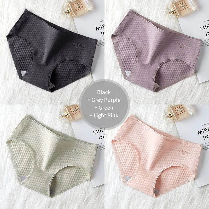 4Pcs Underwear Women Cotton Panties Sexy Brief Lace Underpants Cute Briefs Girls Ladies Lingerie Erotic Knickers Female 2021