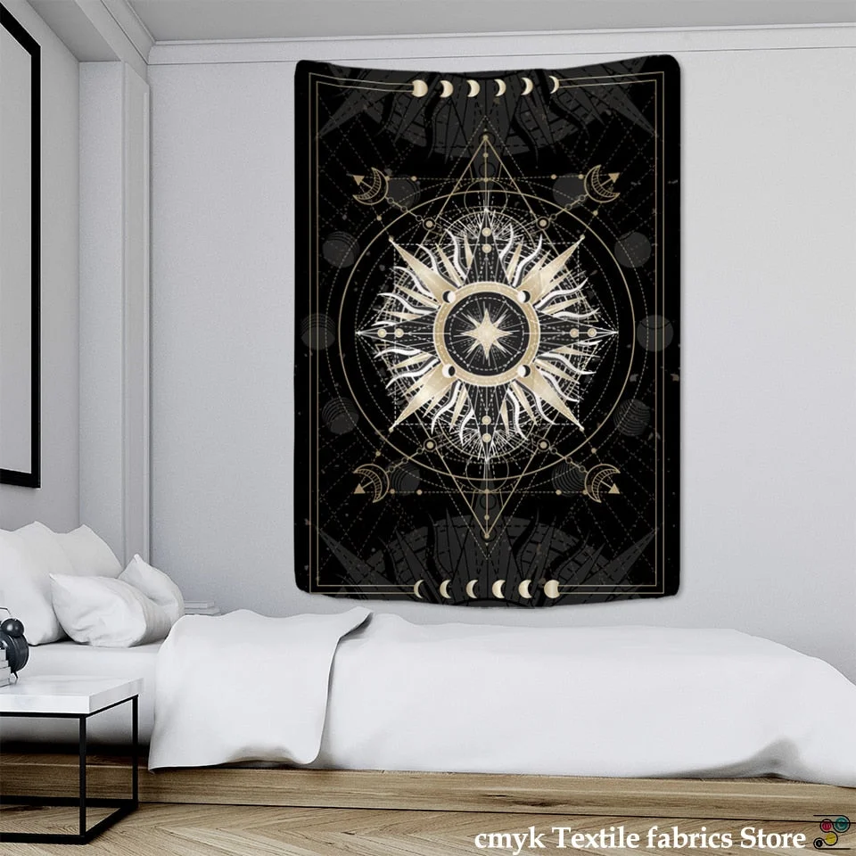 Witchcraft Tarot Tapestry Wall Mount Psychedelic Tapiz Hippie Mandala Sun Moon Dormitory Mystery Home Decor