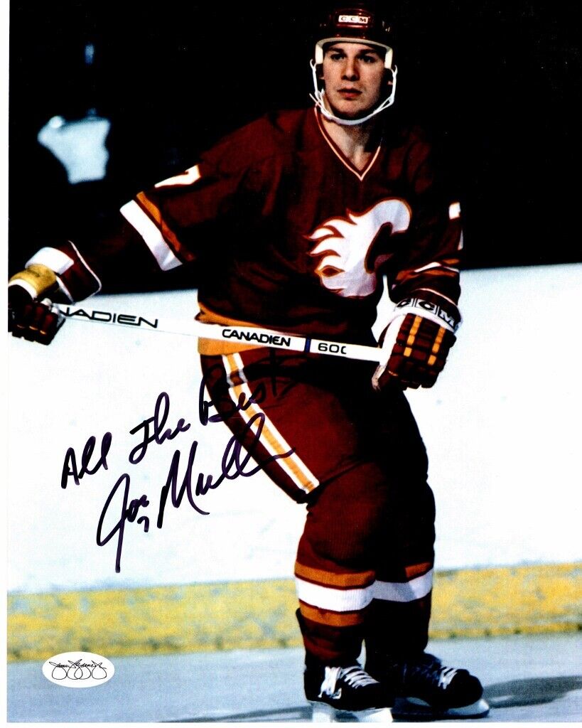 Joe Mullen Signed Calgary Flames 8x10 inch Photo Poster painting - JSA Sticker of Aproval