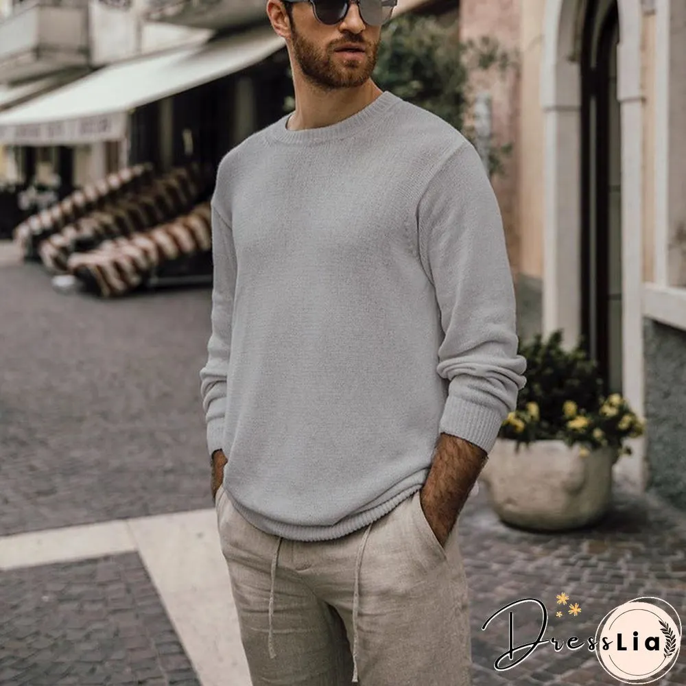 Autumn Winter Long Sleeve Knitted Pullover