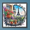 Balcon De Jardin Avec Vue Sur La Tour Eiffel-Peinture Diamant En Forme Sp&eacute;ciale-30*30CM