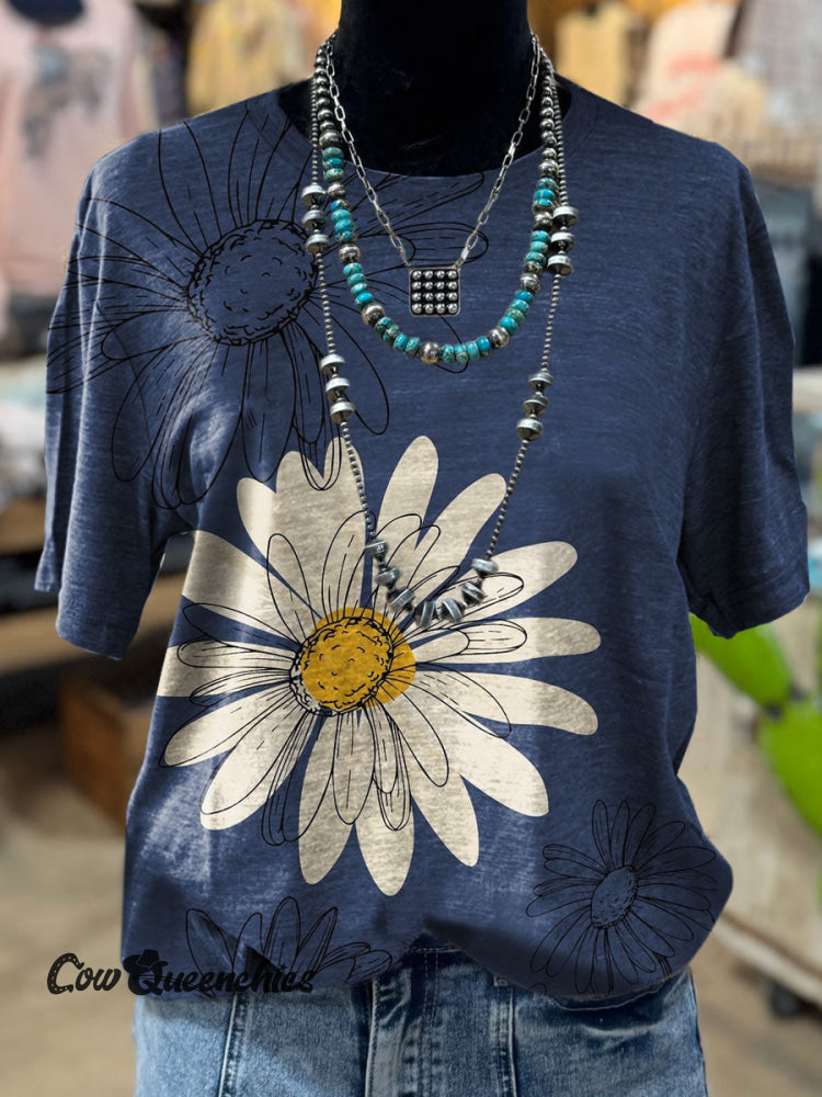 Daisy Art Print Casual T-shirt Multicolor / S