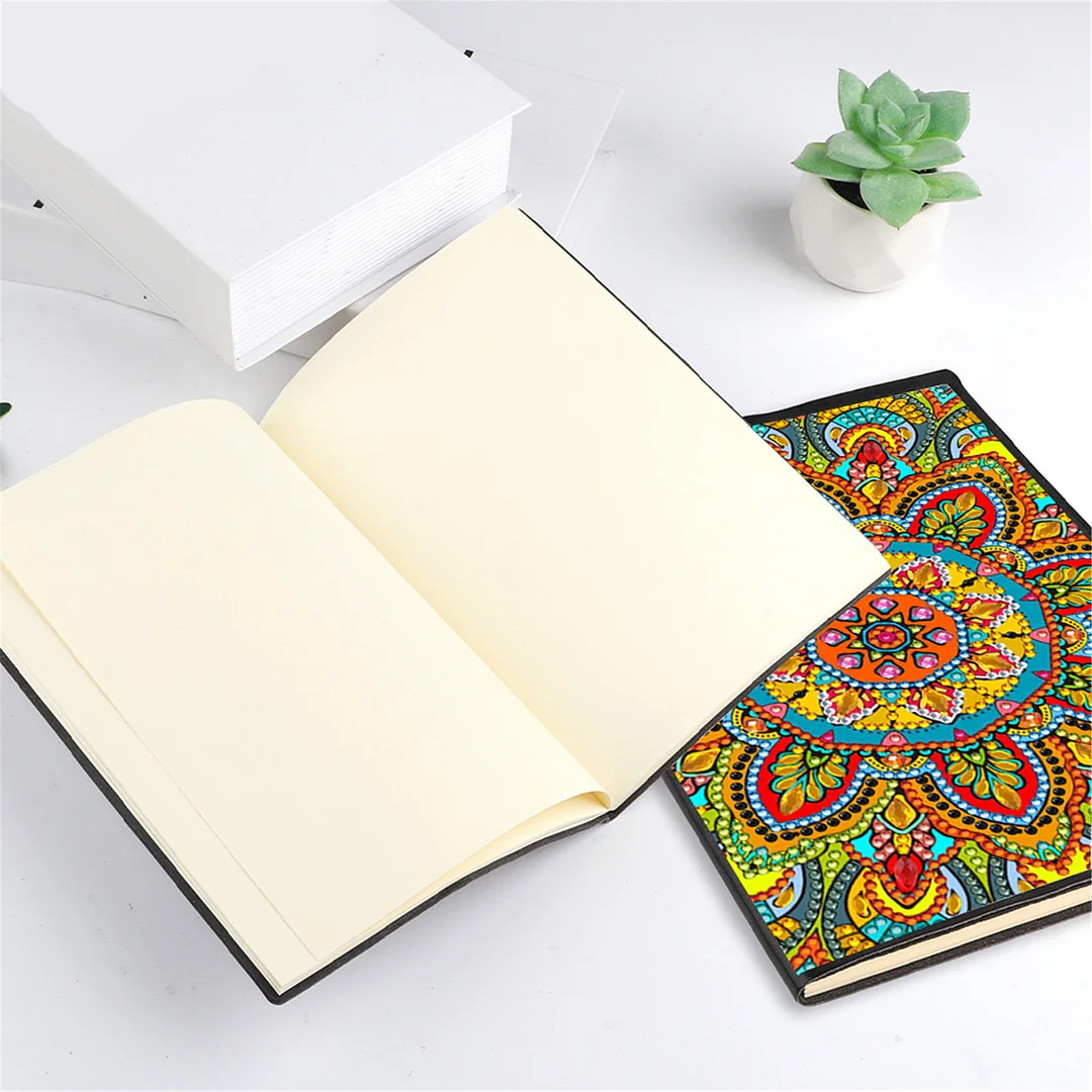 DIY Flower Diamond Painting Journals Notebooks 50 Pages A5 No Lines Special Shaped Diamond Art Kits for Beginners Craft Lovers and Artists (Mandala)