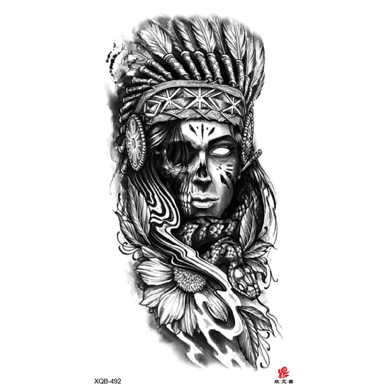 Sdrawing Full-arm Waterproof Tattoo Sticker Symbol Totem Animal Skeleton Small Arm Tattoo Sticker