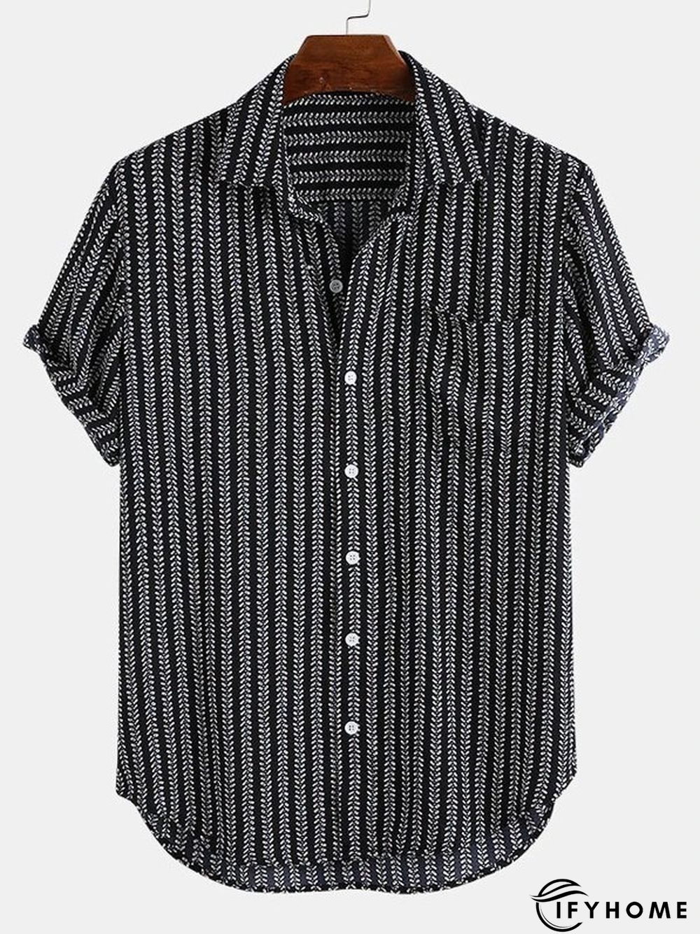 Summer Season Casual Shirt Collar Stripes Short Sleeve Men's Shirt & Top | IFYHOME