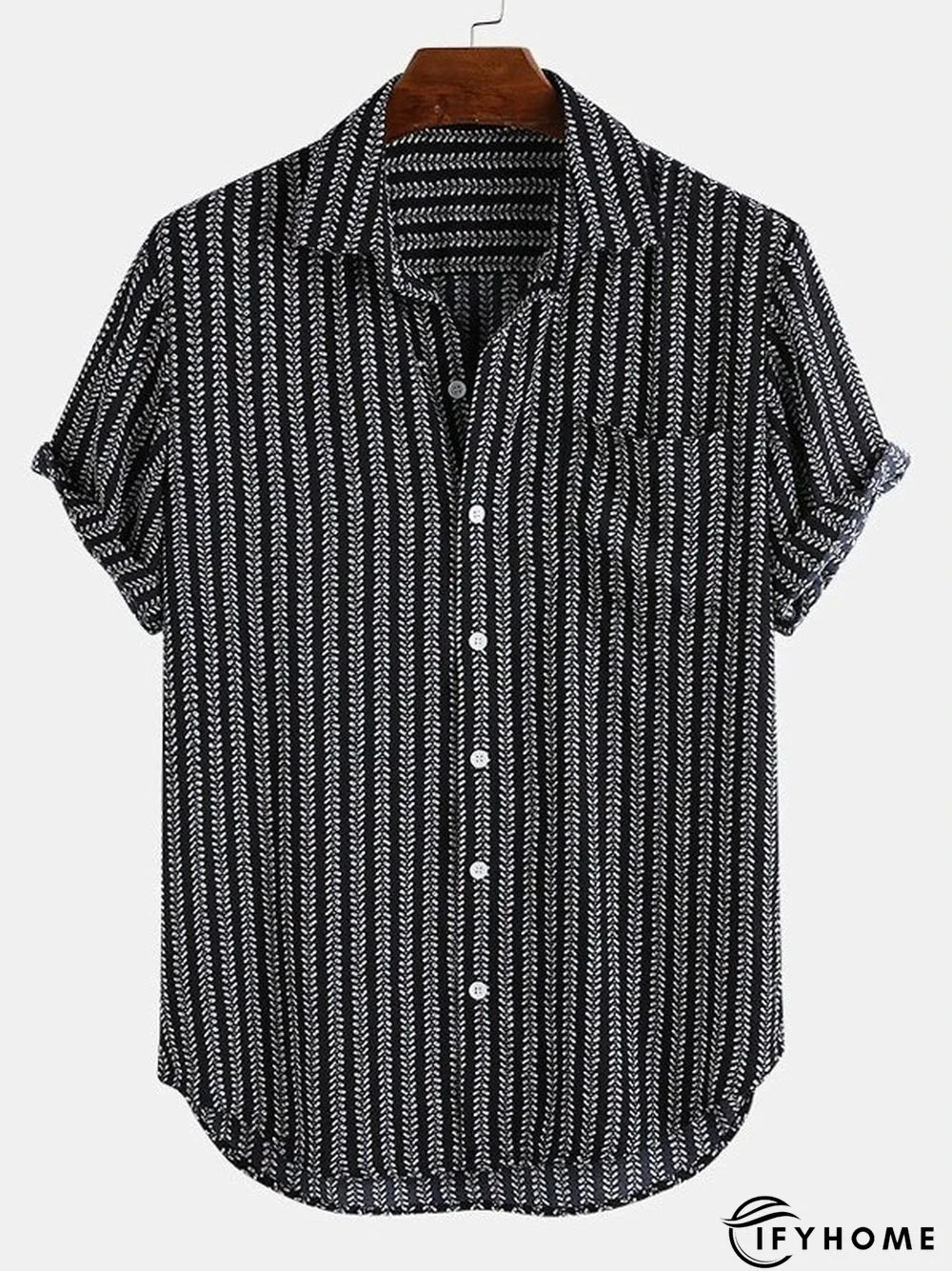 Summer Season Casual Shirt Collar Stripes Short Sleeve Men's Shirt & Top | IFYHOME
