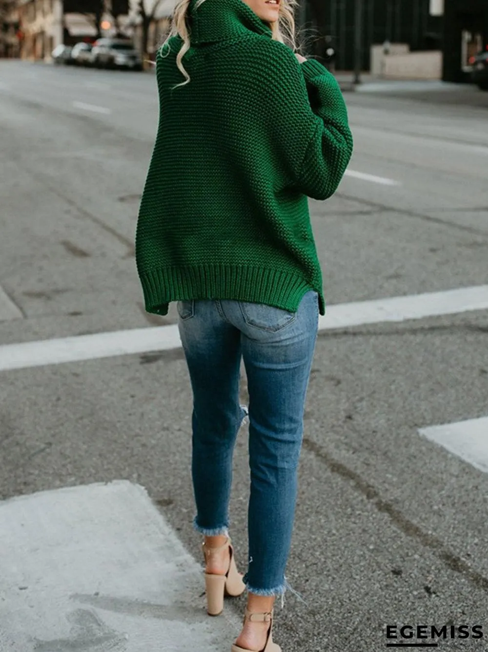 Long Sleeve Turtle Neck Casual Sweater | EGEMISS
