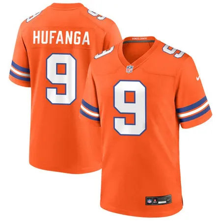 Men's Denver Broncos #9 Talanoa Hufanga Orange Mile High Collection 1977 Throwback Player Game Jersey