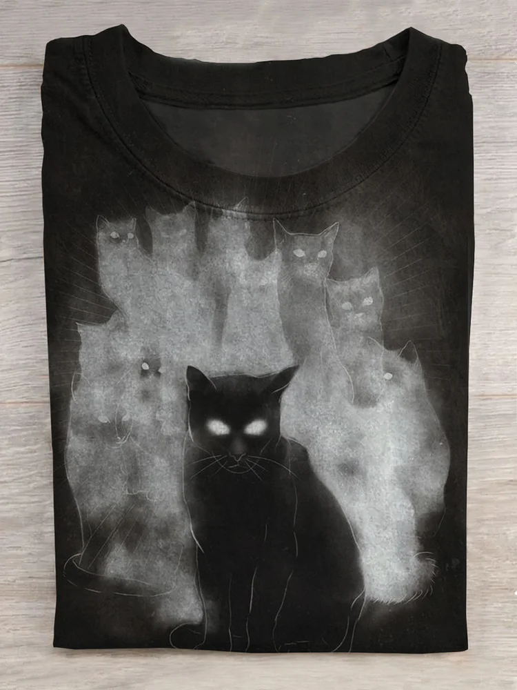 Funny Cat Art Print T-shirt