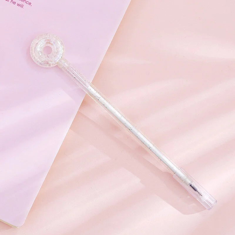 1 Pcs Cute Kawaii Glitter Creative School Office Supply Gel Pen Donuts Novelty Handle Korea sweet pretty lovely Stationery