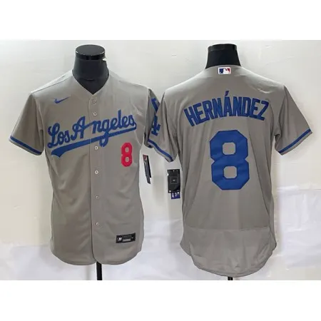 Men's Los Angeles Dodgers #8 Enrique Hernandez Gray Flex Base Stitched Baseball Jersey