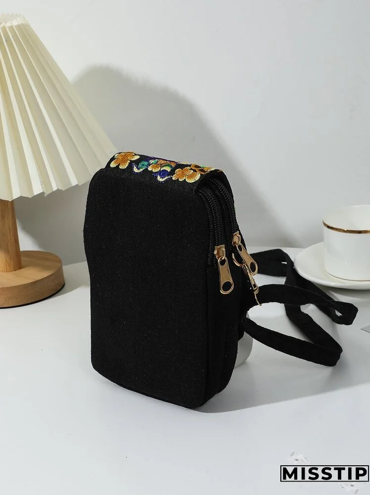 Floral Embroidery Crossbody Bag