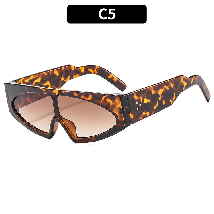 XJiea Designer One-piece Men Women Sunglasses Trendy Steampunk Rectangle Sun Glasses Leopard Print Party Driving Shades