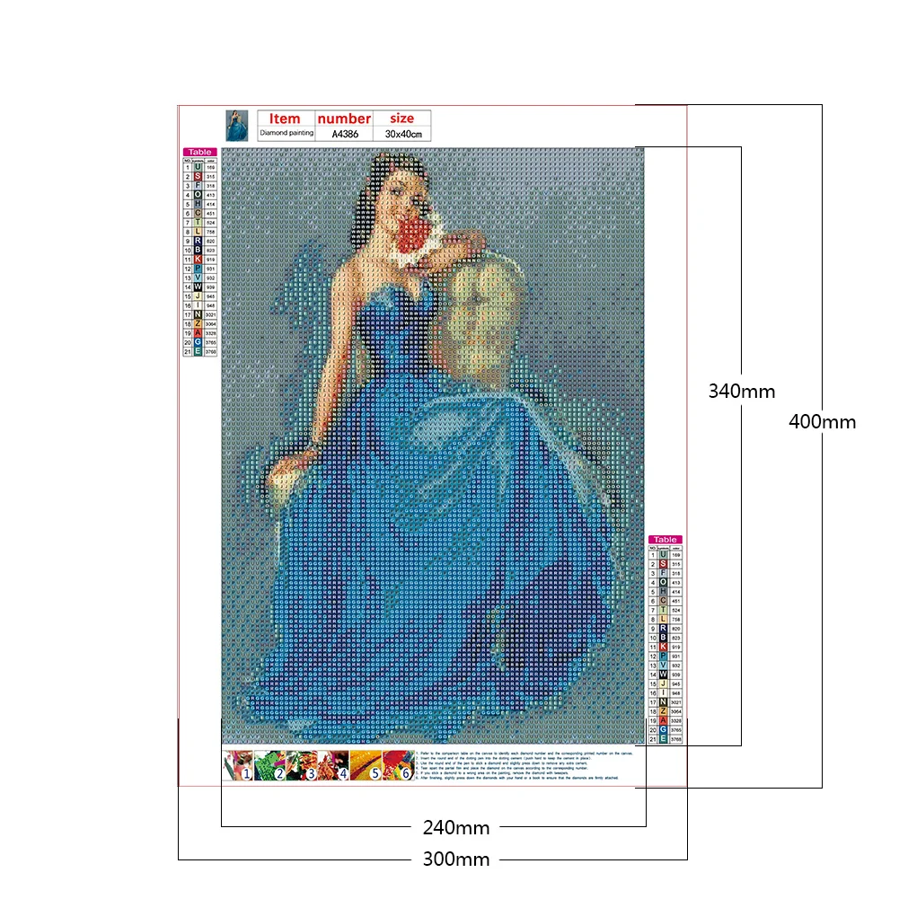 Full Round Diamond Painting 30*40cm - Woman In Blue Dress