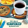 6pcs Halloween DIY Special Shape Diamond Painting Wooden Coasters
