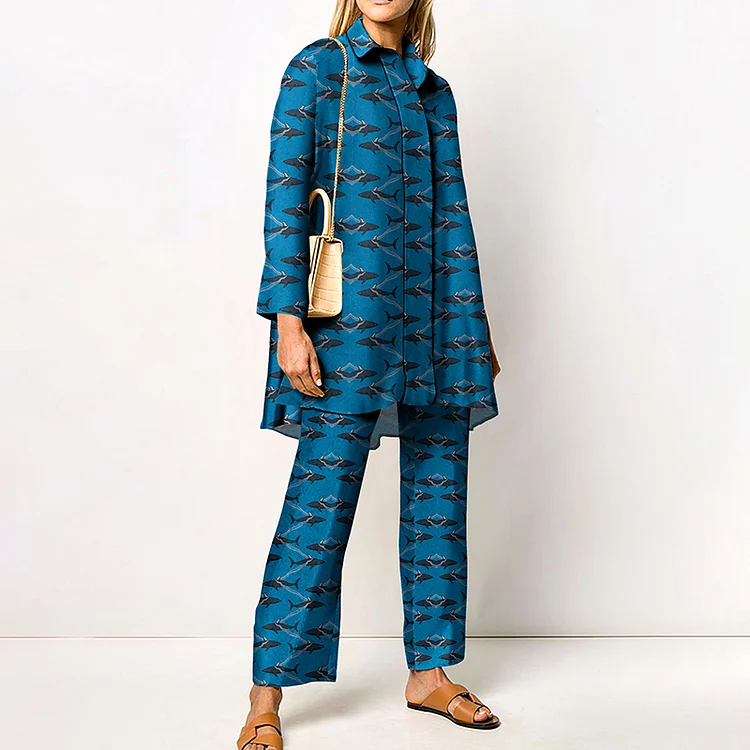 Fashion Print Shirt Two Piece Set