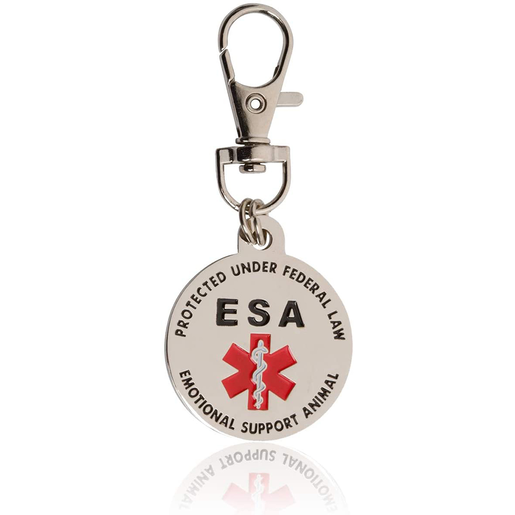 

ESA Stainless Steel Dog Tag Emotional Support Pet Necklace Collar Keychain, 501 Original