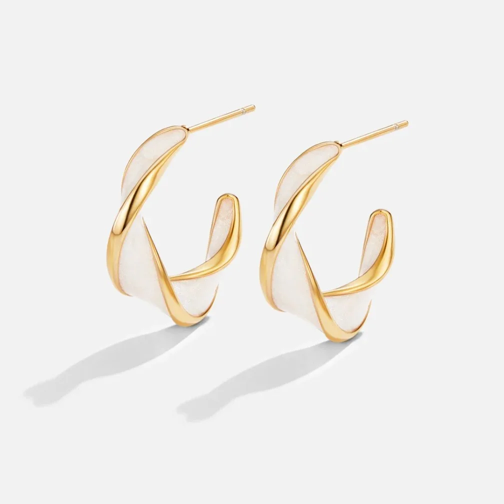 Mother Of Pearl Twist Hoop Earrings