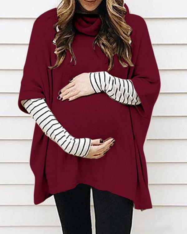 Maternity Half Sleeve High Neck Loose Sweatershirts