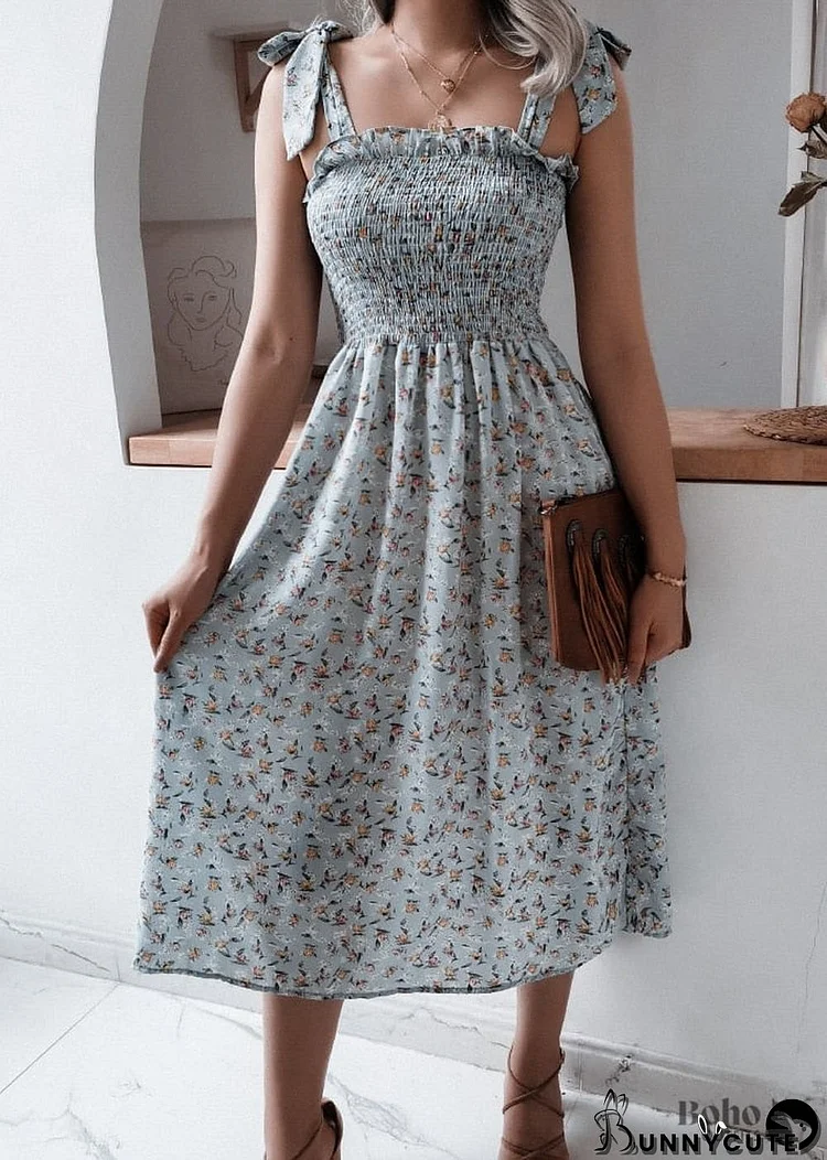 Boho Floral Sexy Midi Dress Kiona