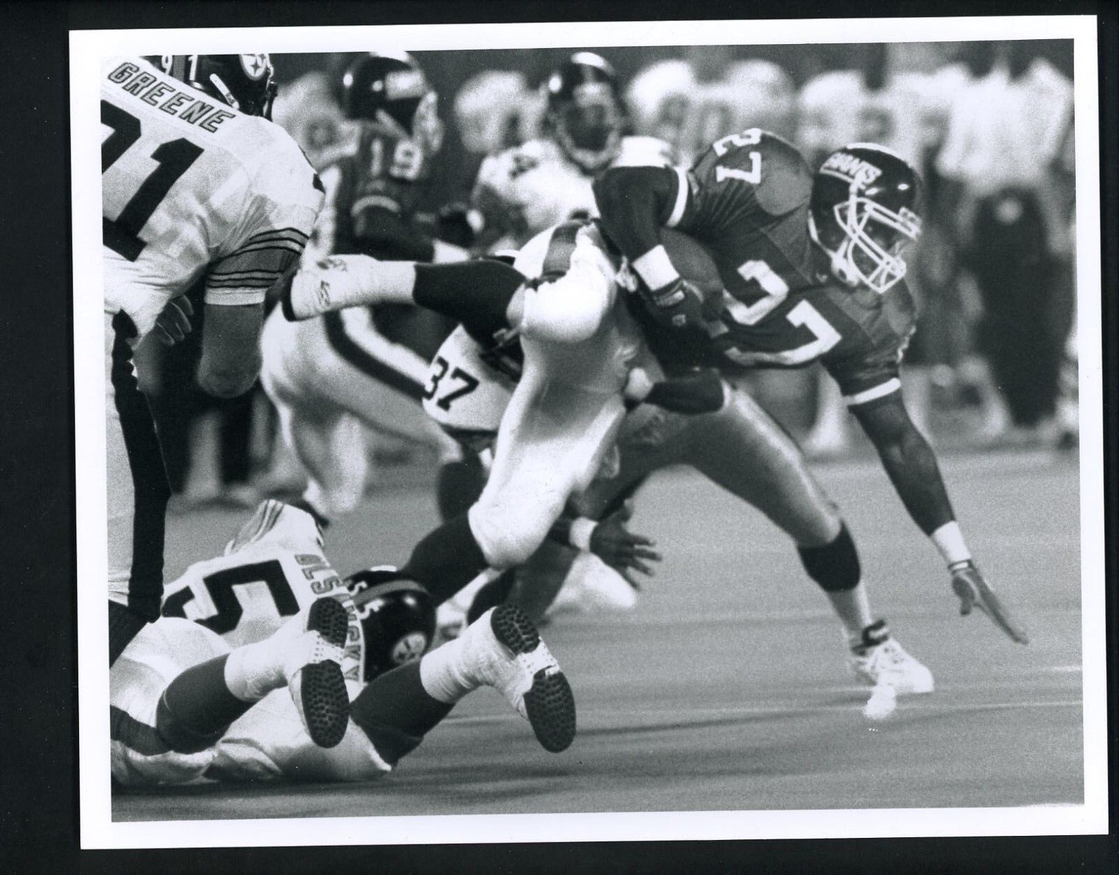 Rodney Hampton 1993 Press Original Photo Poster painting by Bob Olen New York Giants vs Steelers