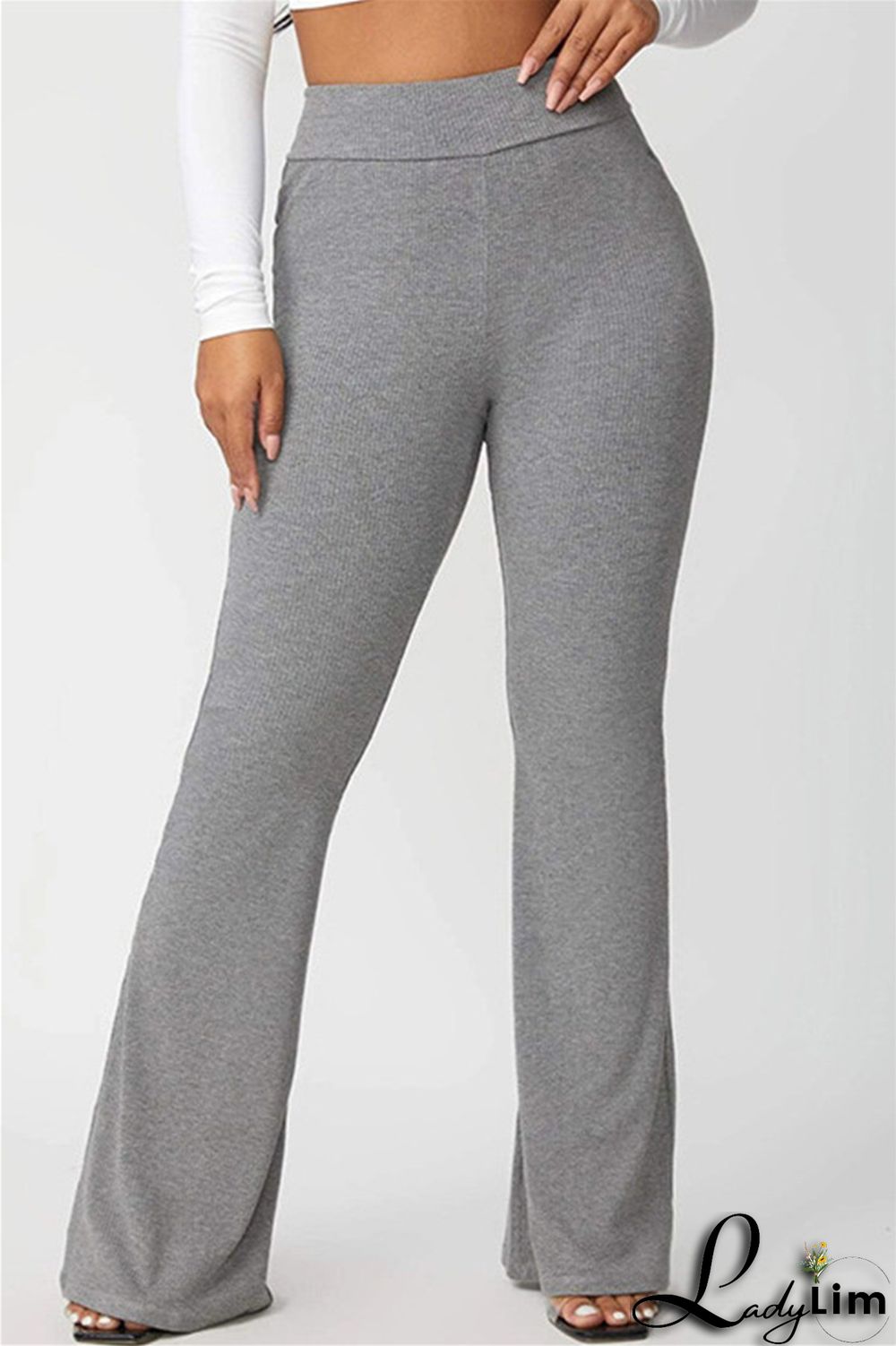 Coffee Fashion Casual Solid Basic Regular High Waist Speaker Trousers