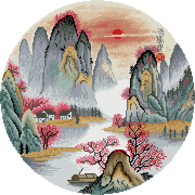 Landscape 11CT Stamped Cross Stitch 50*50CM