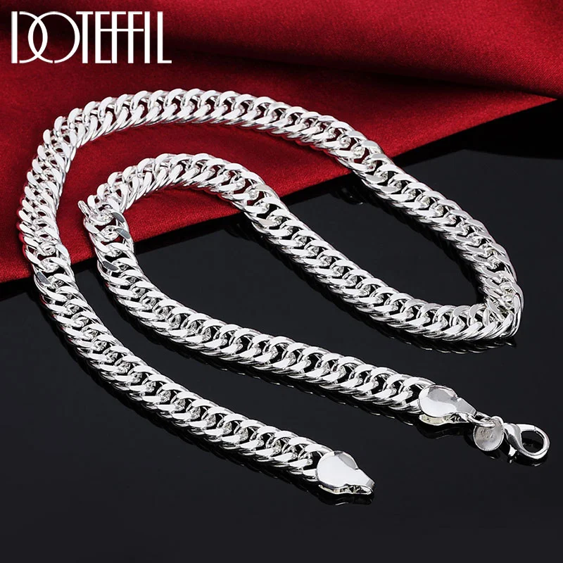 DOTEFFIL 925 Sterling Silver 20 Inches 10mm Full Sideways Chain Necklace For Women Man Jewelry