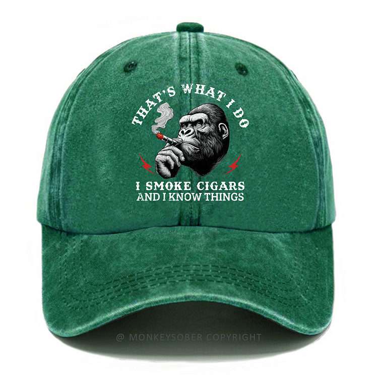 That's What I Do I Smoke Cigars And I Know Things Washed Baseball Caps