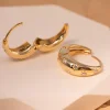 18K Yellow Gold Round Diamond 5 Star Diamond-milling Hoop Earrings