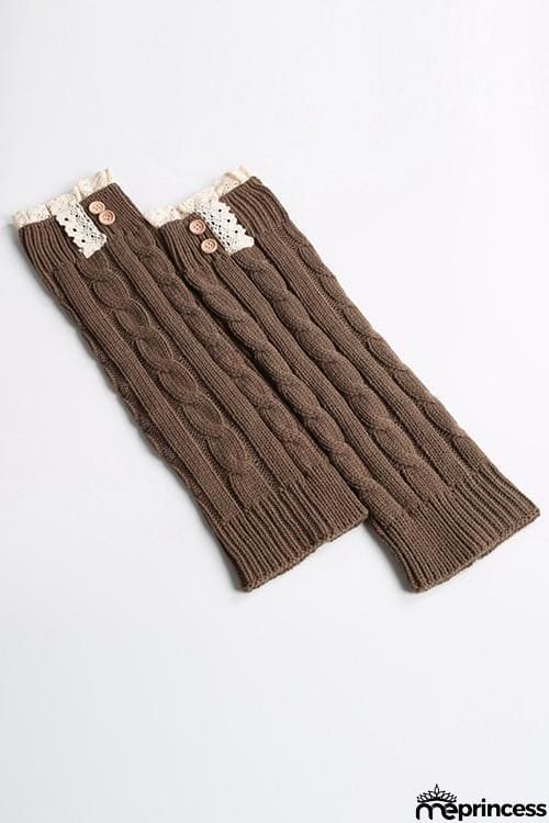 Lace Rim Braided Leg Warmers Lace Rim