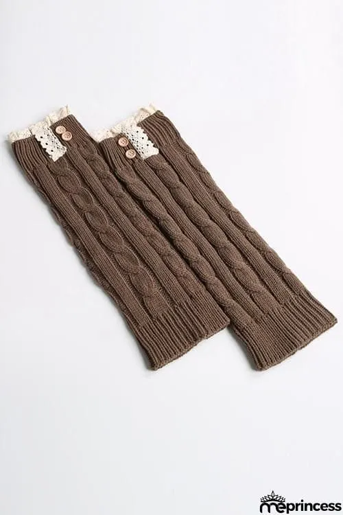 Lace Rim Braided Leg Warmers Lace Rim