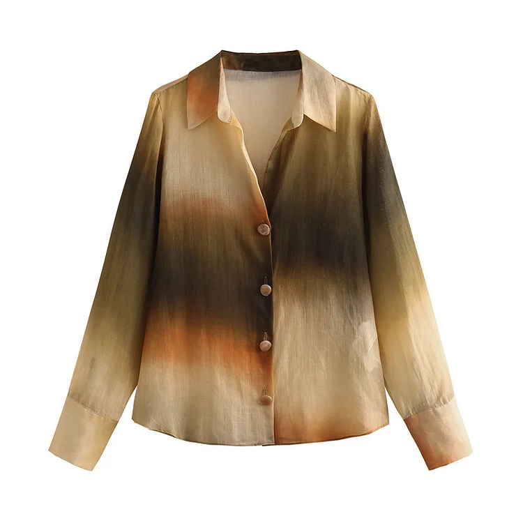 Ombre Printed Shirt and Pants Two Piece Set Flaxmaker