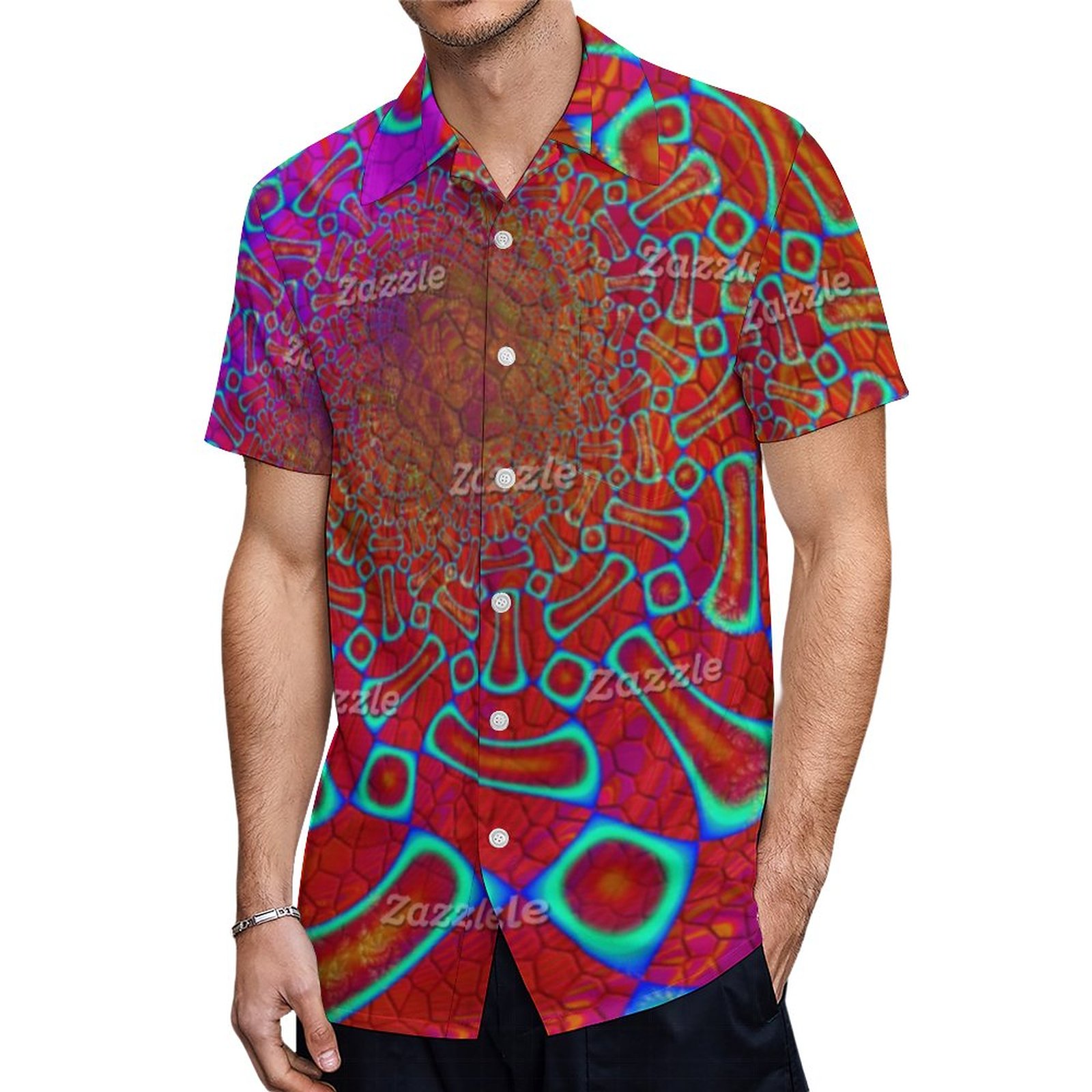 Walkin On Sun Shine Psychedelic 3D Hawaiian Shirt Mens Button Down Plus Size Tropical Hawaii Beach Shirts