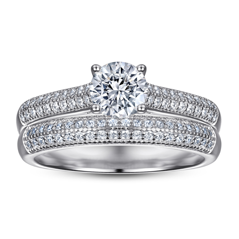 Wedding Bands S925 Silver Inlaid 0.8 Carat Moissanite Women Ring Set Fine Jewelry