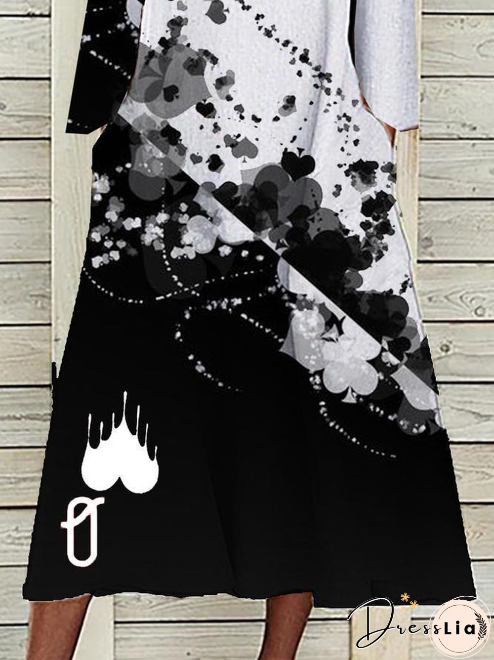 Hollow Sleeve Heart Printed Dress