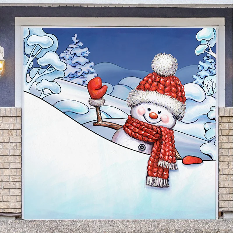 Snow Garage Door Decor Mural for Double Car Garage