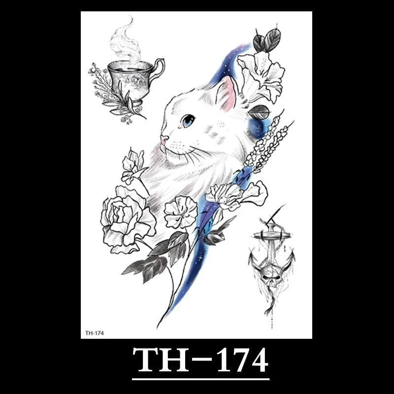 New Temporary Tattoos for Women Flower Sketch Tattoo Stickers Black and White Arm Art Snake Stickers Waterproof and Sweat Tattoo