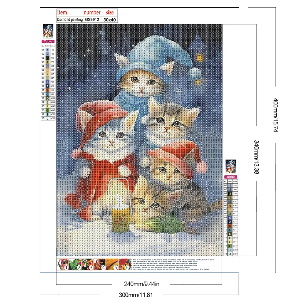 Diamond Painting - Full Square Drill - Christmas Cat(Canvas|30*40cm)