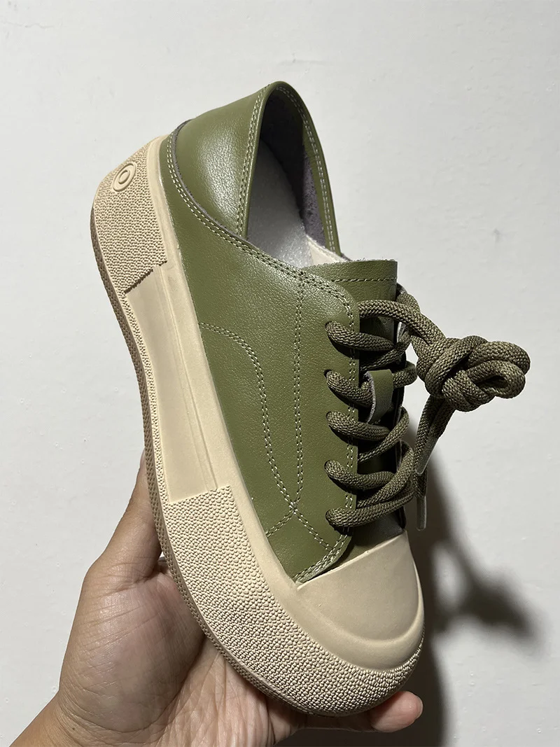 Yyvonne Layer Of Cowhide Shoes Women's Spring And Autumn Casual Women's Shoes Commuting Small White Shoes Korean Leather Single Shoes Korean Version Of The Trendy Shoes