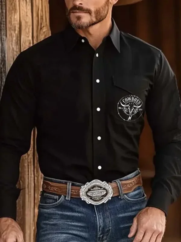 Men's Outdoor Western Print Long Sleeve Shirt
