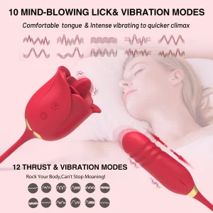 Rose Thrusting & Sucking Vibrator – Double-Head Sex Toy for Women, Anal & Clitoral Stimulation