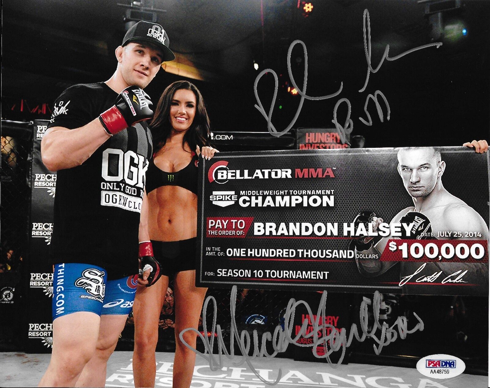 Mercedes Terrell & Brandon Halsey Signed 8x10 Photo Poster painting PSA/DNA COA Bellator MMA 122