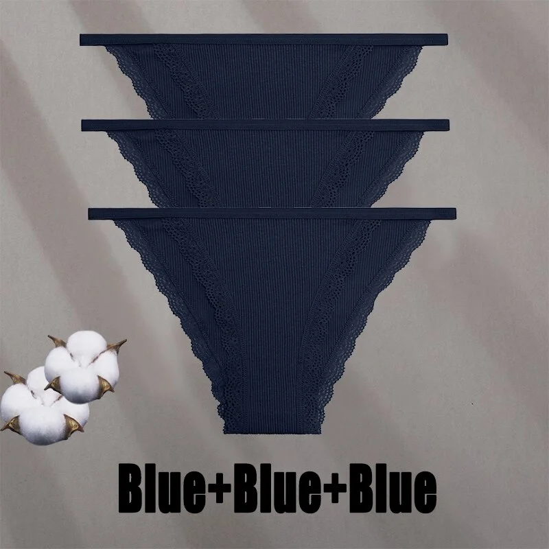 Billionm Women Sexy Lace Panties Cotton Breathable Underwear G-String Intimates Lingerie Female Solid Color Soft Underpants