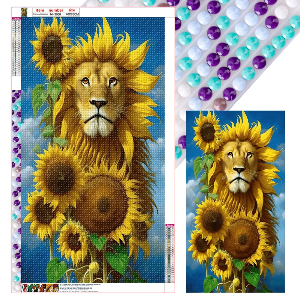 Diamond Painting - Full Round Drill - Sunflower Lion(40*70cm)