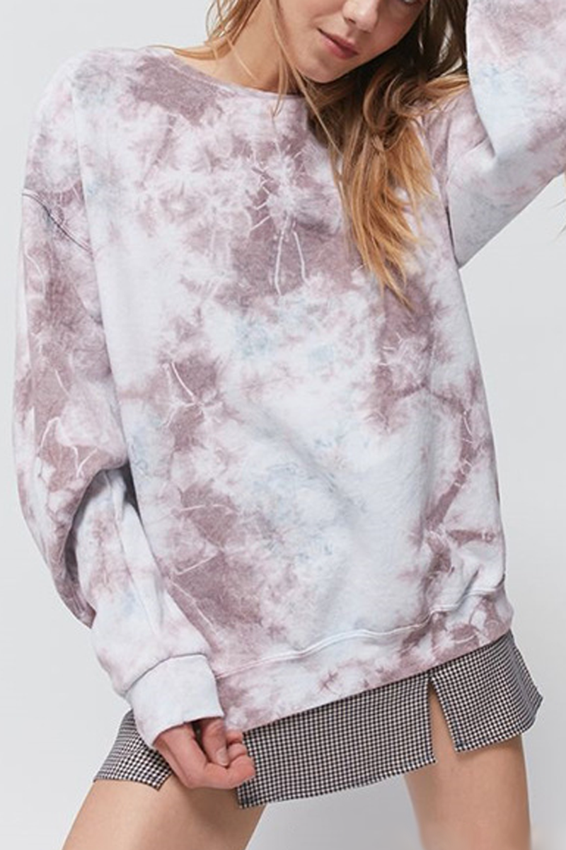 Casual Tie Dye Print Sweatshirt