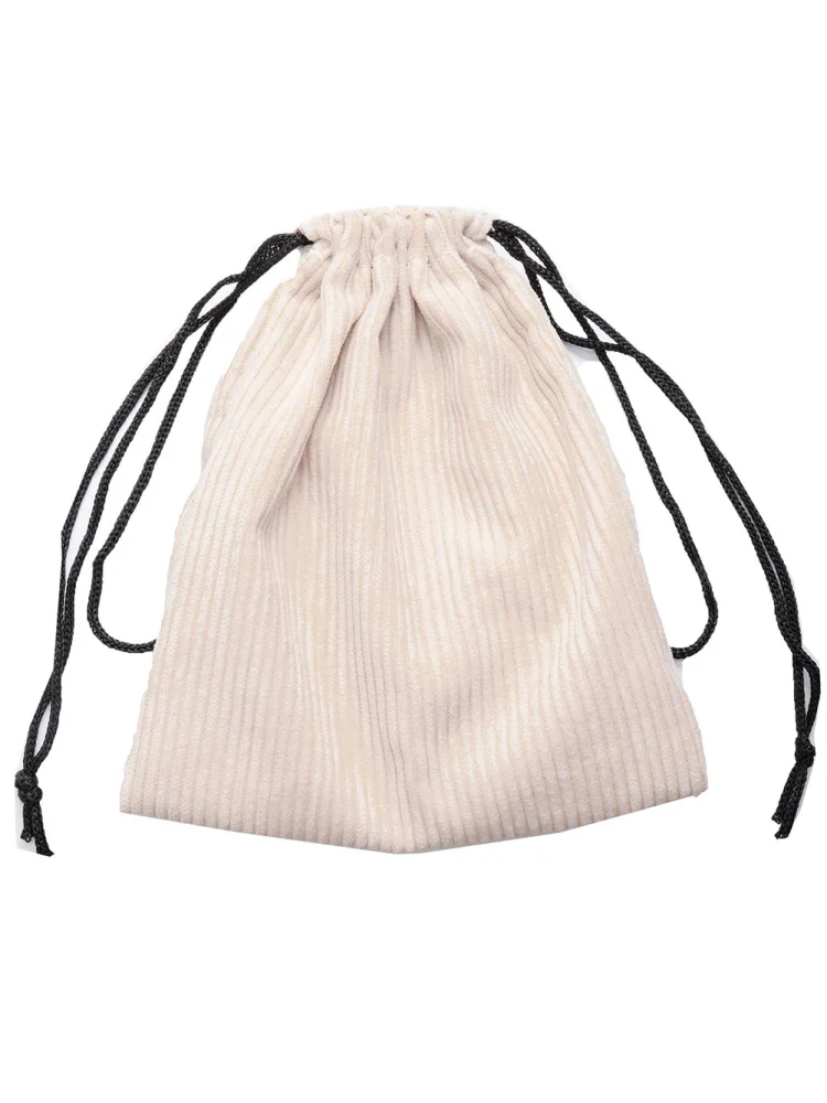 Women Mini Corduroy Crossbody Bag Shoulder Drawstring Phone Purse (White)