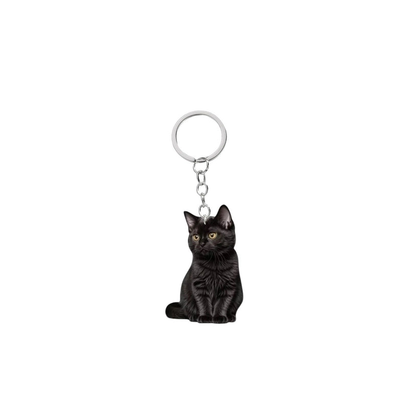 Cute Cat Arylic Unisex Bag Pendant Keychain