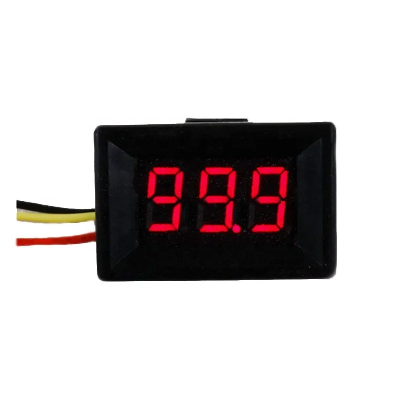3 Wire Red 3-bit 0-100V DC Digital Car Voltmeter Gauge LED Digital Tube Digital Display Voltage Meter Voltmeter